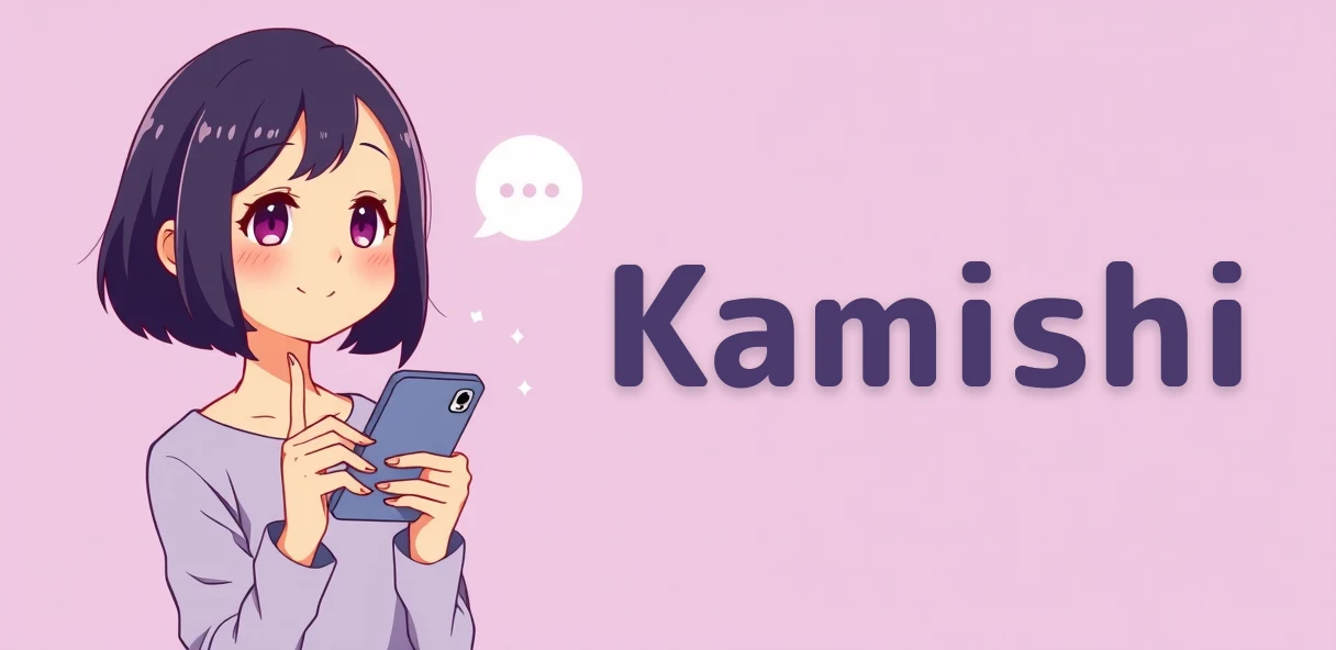 Kamishi: an anime girl writing a story on her phone